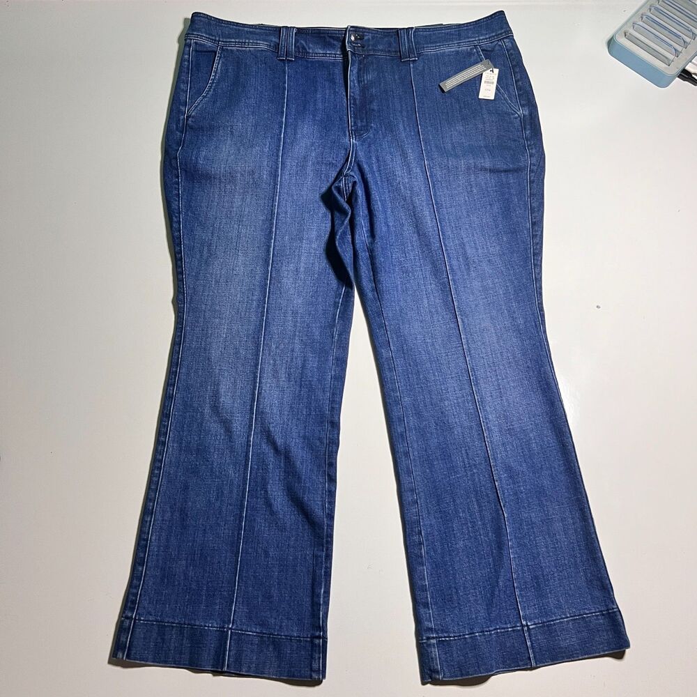 Talbots Flare Jeans Womens 22W Plus High Waist Dark Wash Trouser Denim NWT